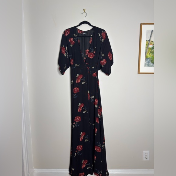 Reformation Black Floral Winslow Dress S - Picture 1 of 6